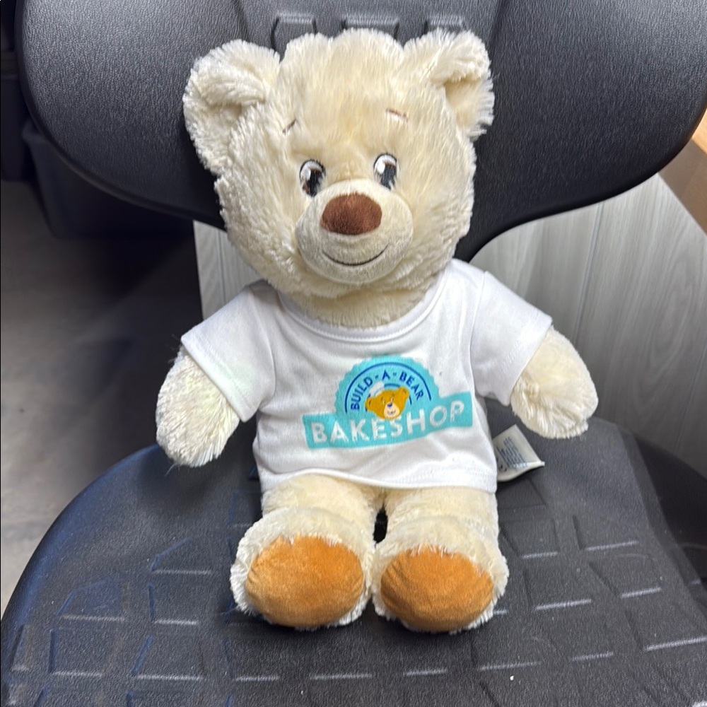 Build-A-Bear Cream Teddy Bear with White Shirt